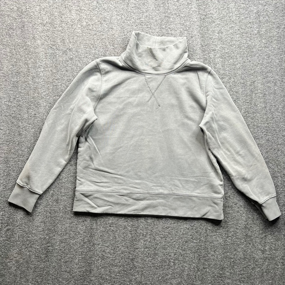 Madewell Funnel Neck Sweatshirt Womens Large Gray Mock Neck Pullover F9722